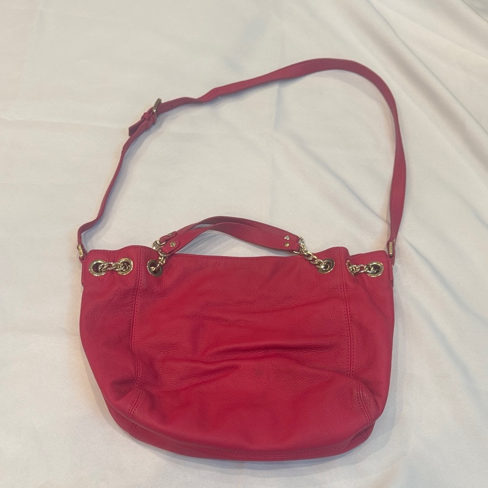 Michael Kors Hot Pink Leather Hobo Shoulder Jet Set Bag